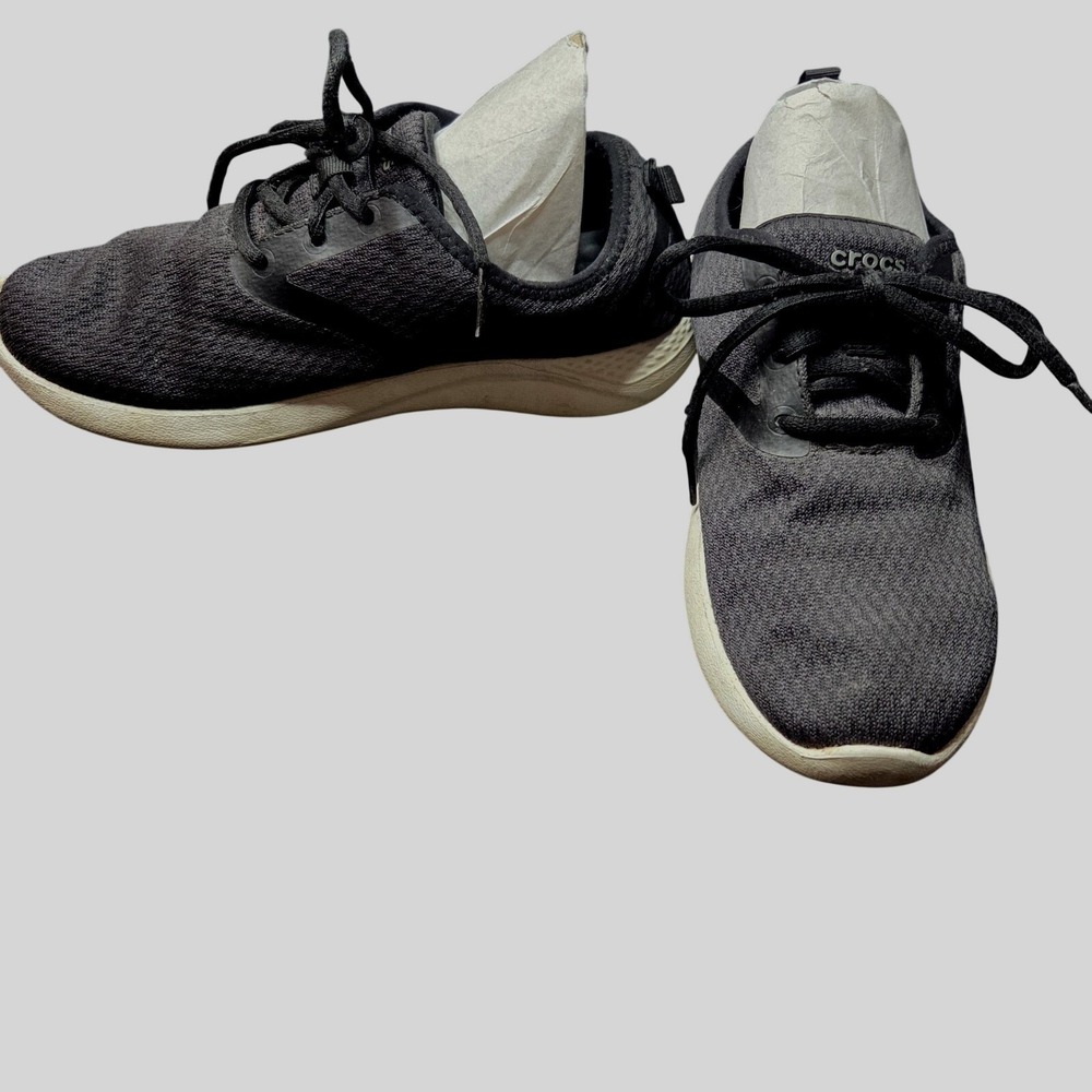 Crocs LiteRide Sneakers Womens 7 Black Lace Up Athletic Shoes Gym Orthothotic